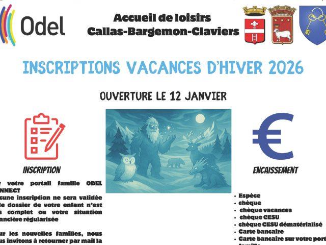 ODEL – Inscription vacances d&rsquo;hiver 2026 et Mini Camp