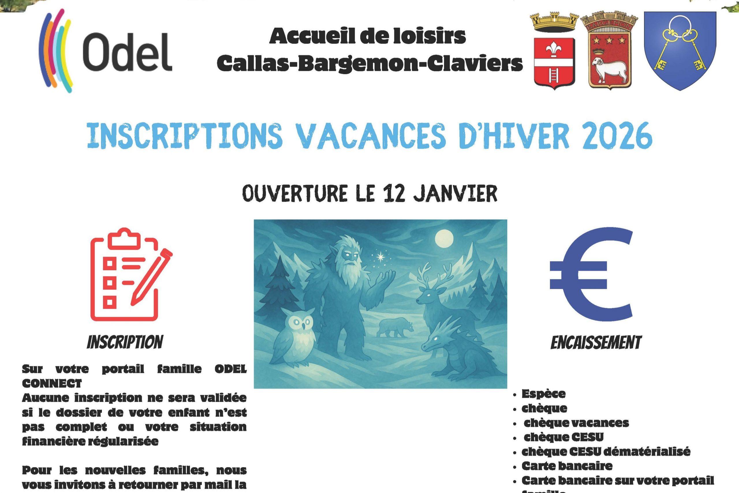 ODEL – Inscription vacances d&rsquo;hiver 2026 et Mini Camp