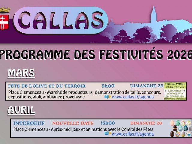 Programme des festivités 2026