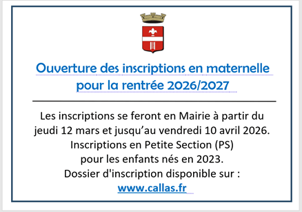 Inscriptions à l&rsquo;école maternelle – Rentrée 2026-27