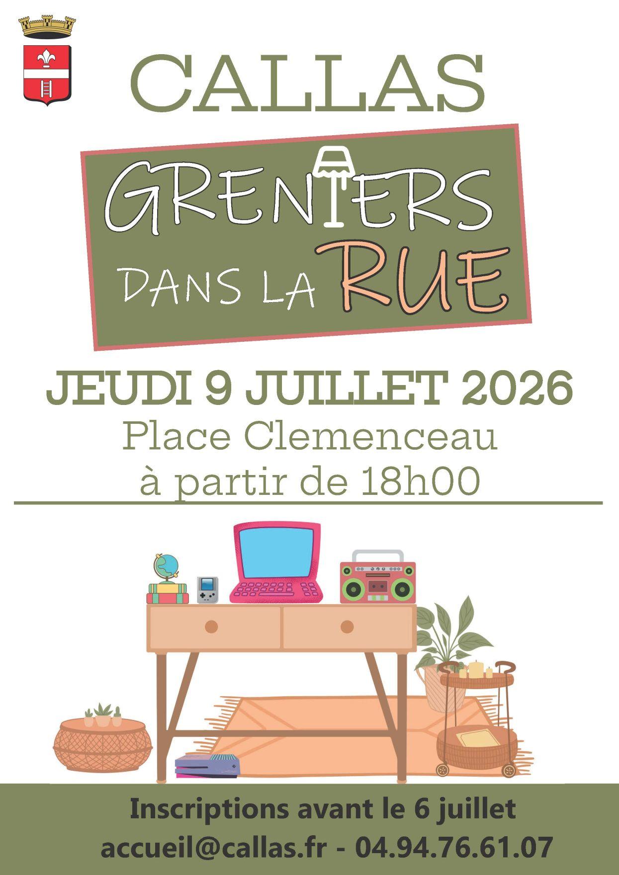 Greniers dans la rue nocturne le 9 juillet